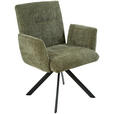 ARMLEHNSTUHL  Sitzfläche 360° drehbar, inklusive Armlehnen Webstoff  - Schwarz/Grün, Design, Textil/Metall (68/88/66cm) - Hom`in