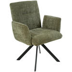 ARMLEHNSTUHL  Sitzfläche 360° drehbar, inklusive Armlehnen Webstoff  - Schwarz/Grün, Design, Textil/Metall (68/88/66cm) - Hom`in