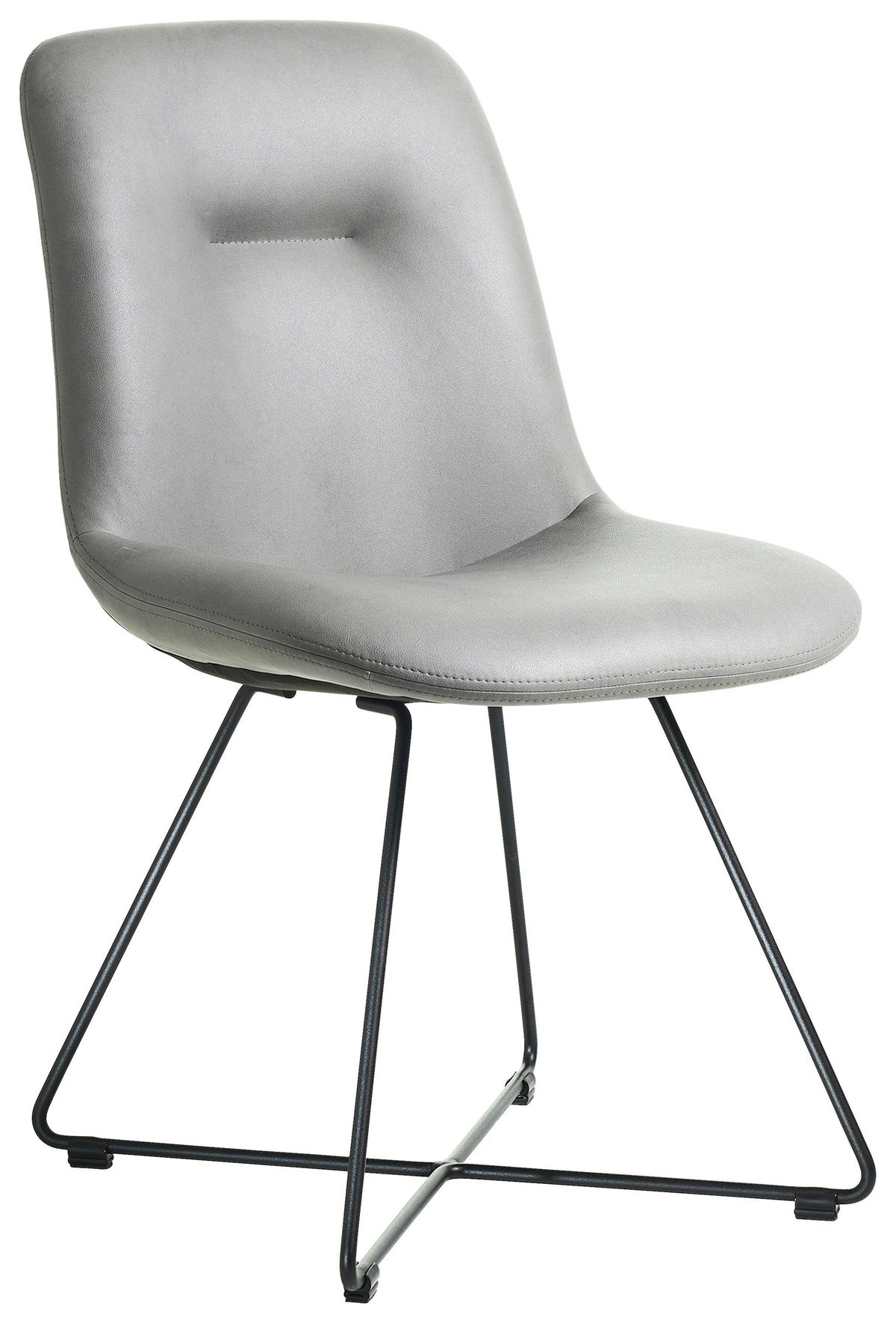 STUHL - Hellgrau/Schwarz, Basics, Textil/Metall (51/89/61cm) - Celina Home