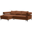 ECKSOFA in Chenille Cognac  - Cognac/Schwarz, KONVENTIONELL, Textil/Metall (184/265cm) - Hom`in