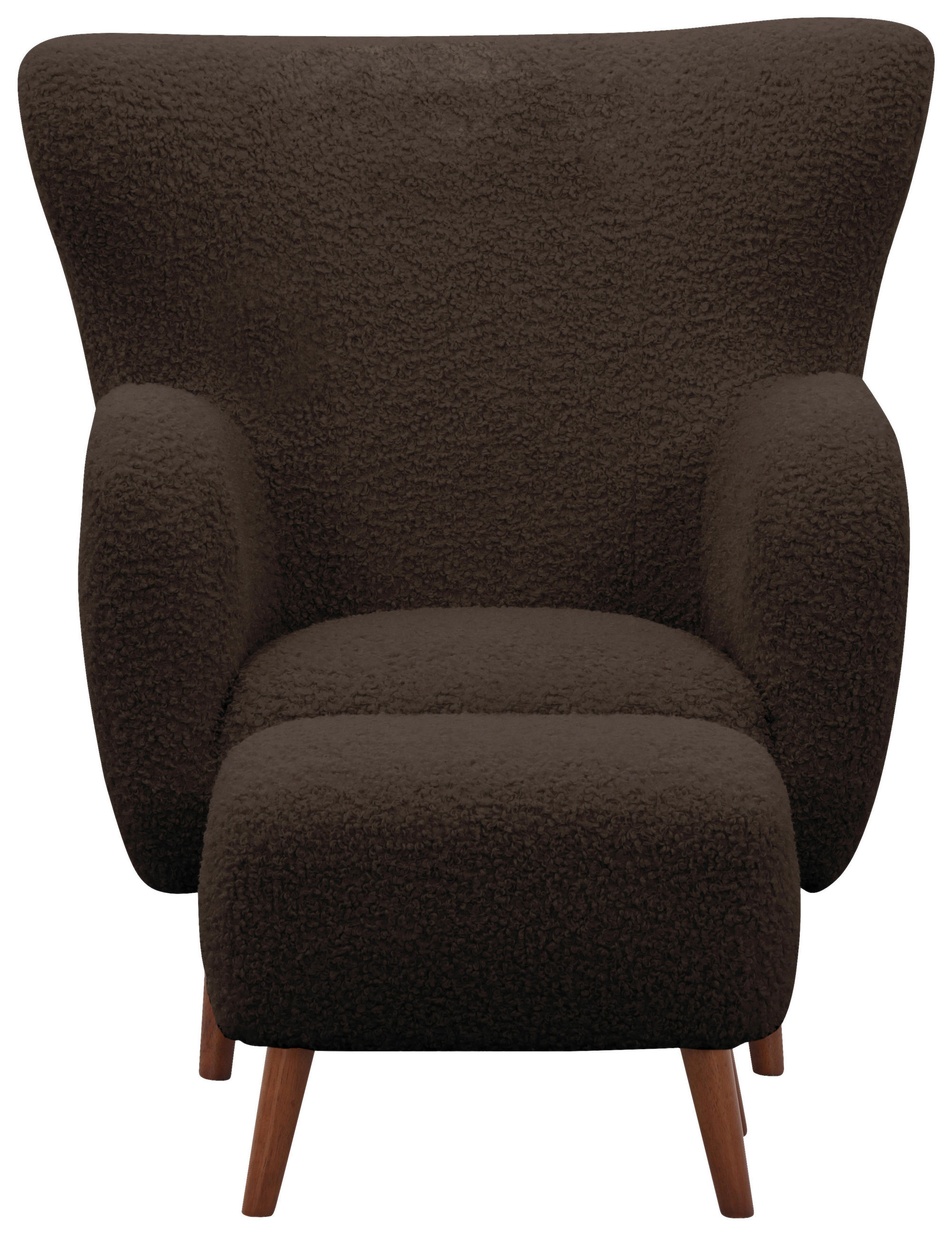 SESSELSET in Teddystoff Braun  - Kastanienfarben/Weiss, Design, Holz/Textil (90/98/88cm) - Livetastic