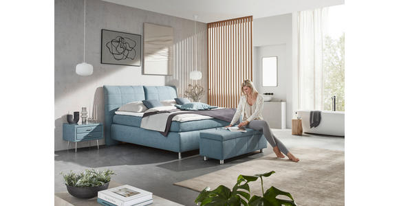 BOXSPRINGBETT 180/200 cm  in Hellblau  - Alufarben/Hellblau, KONVENTIONELL, Textil (180/200cm) - Dieter Knoll