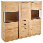 HIGHBOARD  in 152/135,5/38 cm  - Eichefarben/Anthrazit, KONVENTIONELL, Glas/Holz (152/135,5/38cm) - Linea Natura
