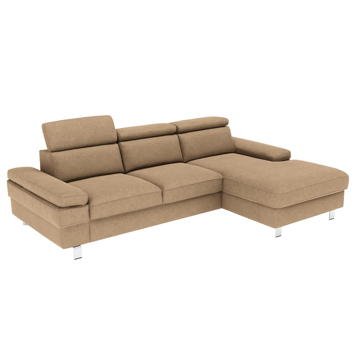CANAPÉ D'ANGLE in Mikrofaser Sandfarben  - Sandfarben/Silberfarben, Konventionell, Textil/Metall (182/82/259cm) - Trendmanufaktur