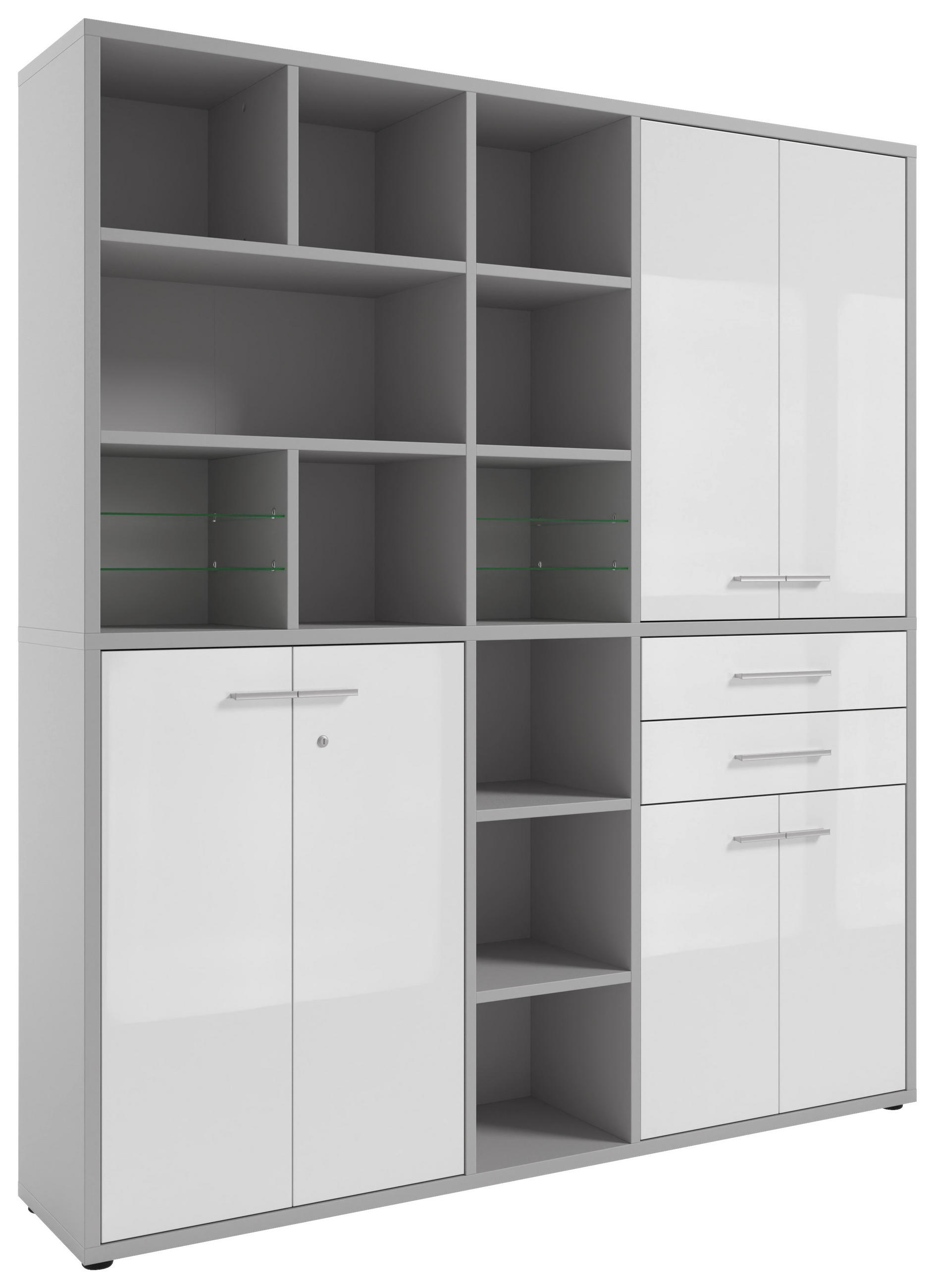 Novel AKTENSCHRANK Weiß, Hellgrau 191cm × 40cm × 215cm