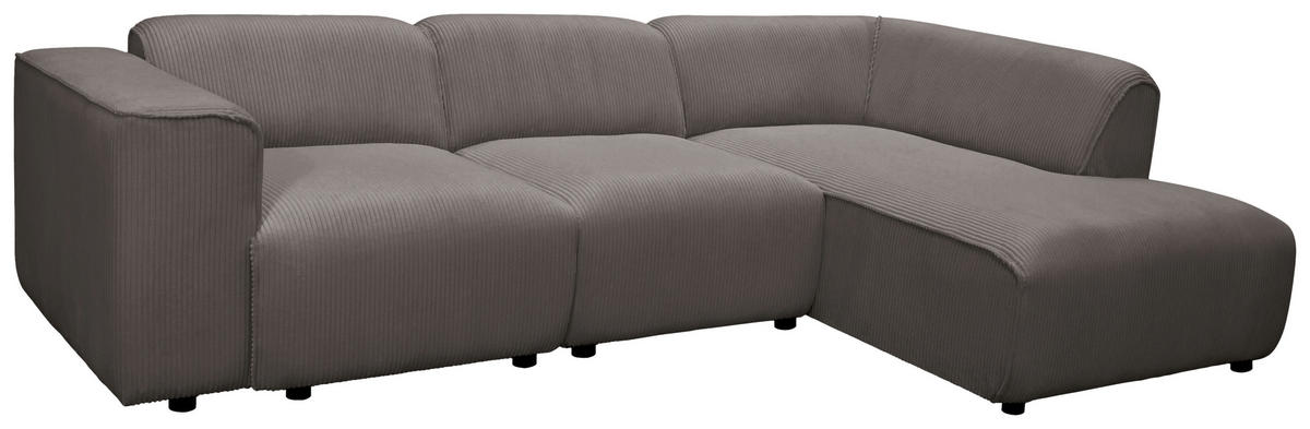 ECKSOFA ANTHONY Braun Cord  - Schwarz/Braun, Design, Kunststoff/Textil (275/163cm) - MID.YOU