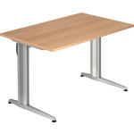 SCHREIBTISCH 120/80/72 cm  in Silberfarben, Eichefarben  - Eichefarben/Silberfarben, KONVENTIONELL, Holzwerkstoff/Metall (120/80/72cm) - Venda