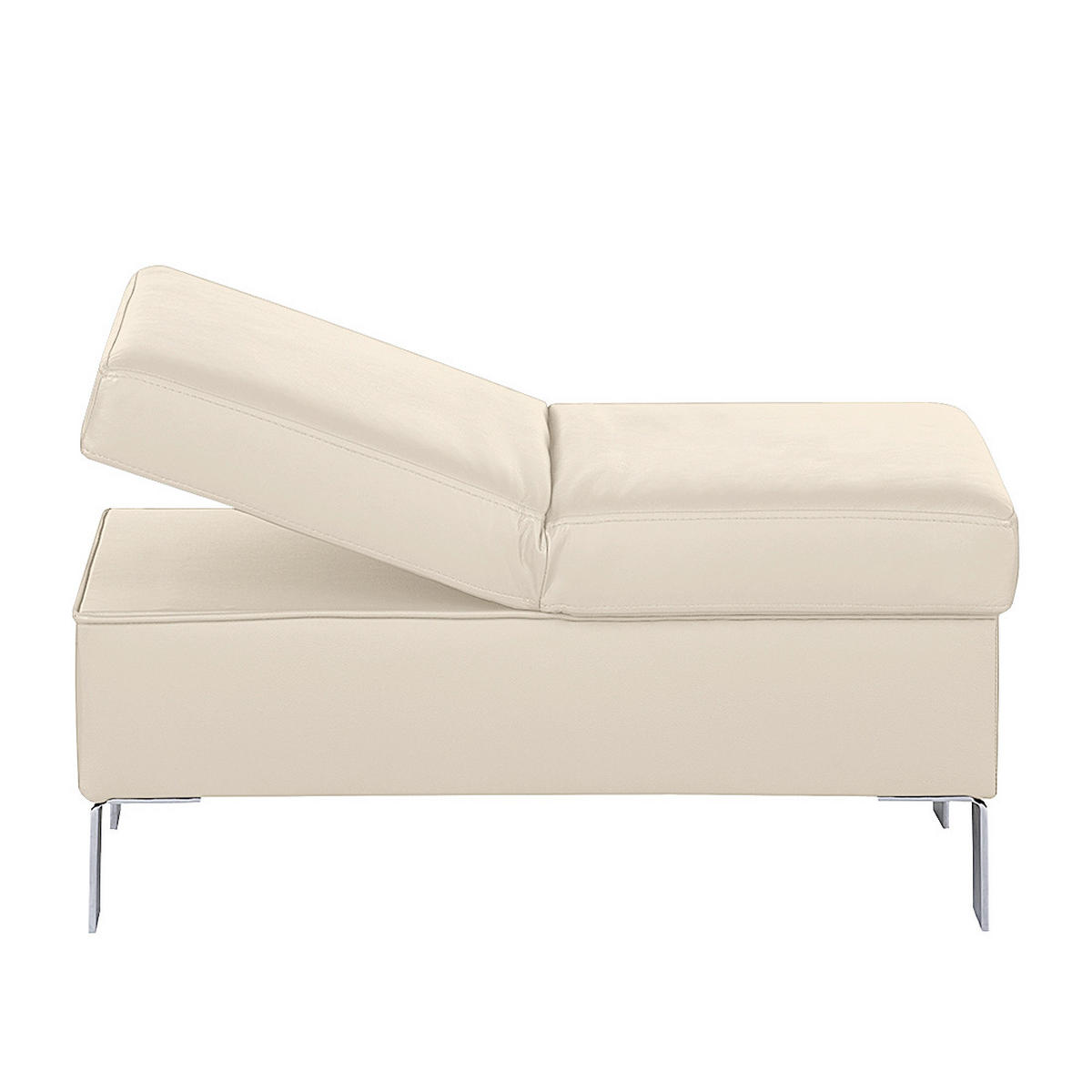 HOCKER in Leder Beige  - Chromfarben/Beige, Design, Leder/Metall (91/44/57cm) - Livetastic
