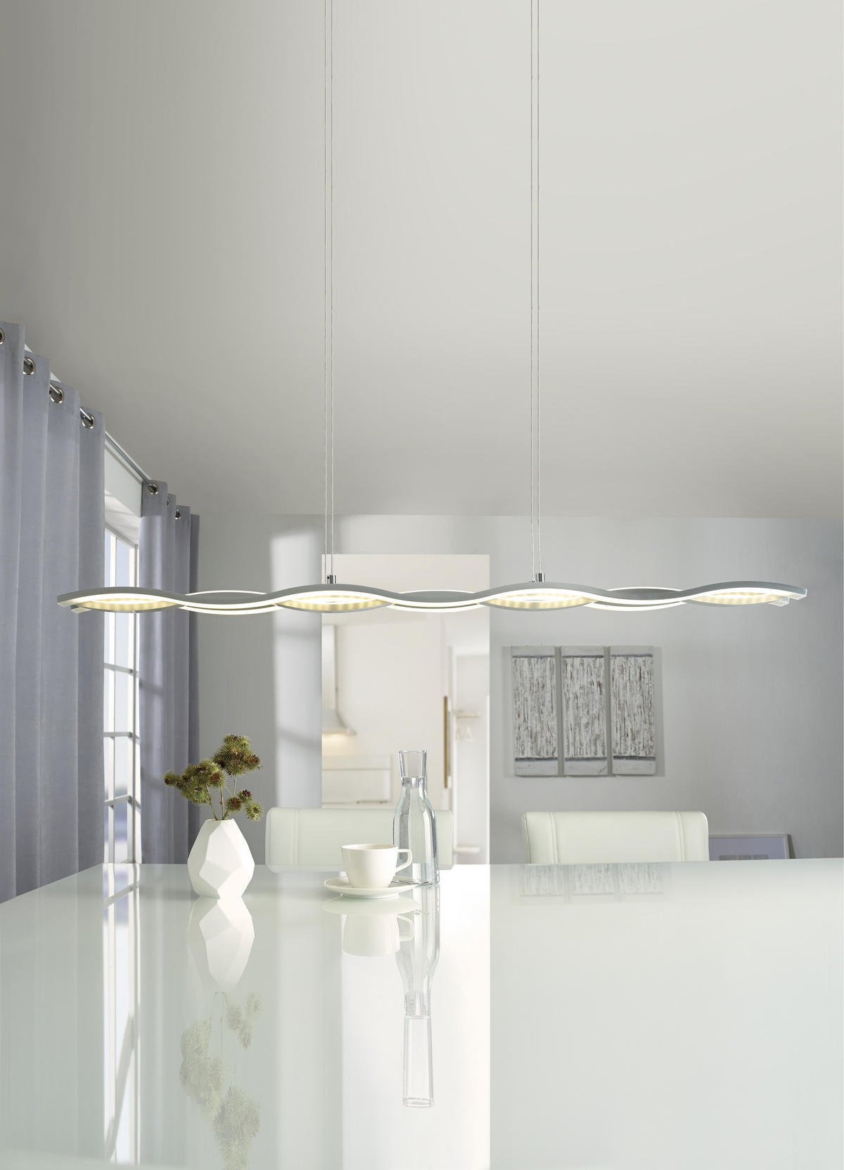 LED-HÄNGELEUCHTE 105/14/150 cm  - Weiß, Design, Kunststoff/Metall (105/14/150cm) - Hell