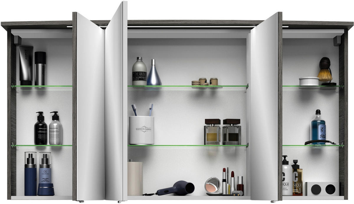 BADEZIMMER 3-teilig  in 144 cm  - Chromfarben/Graphitfarben, MODERN, Glas/Keramik (144cm) - Sadena