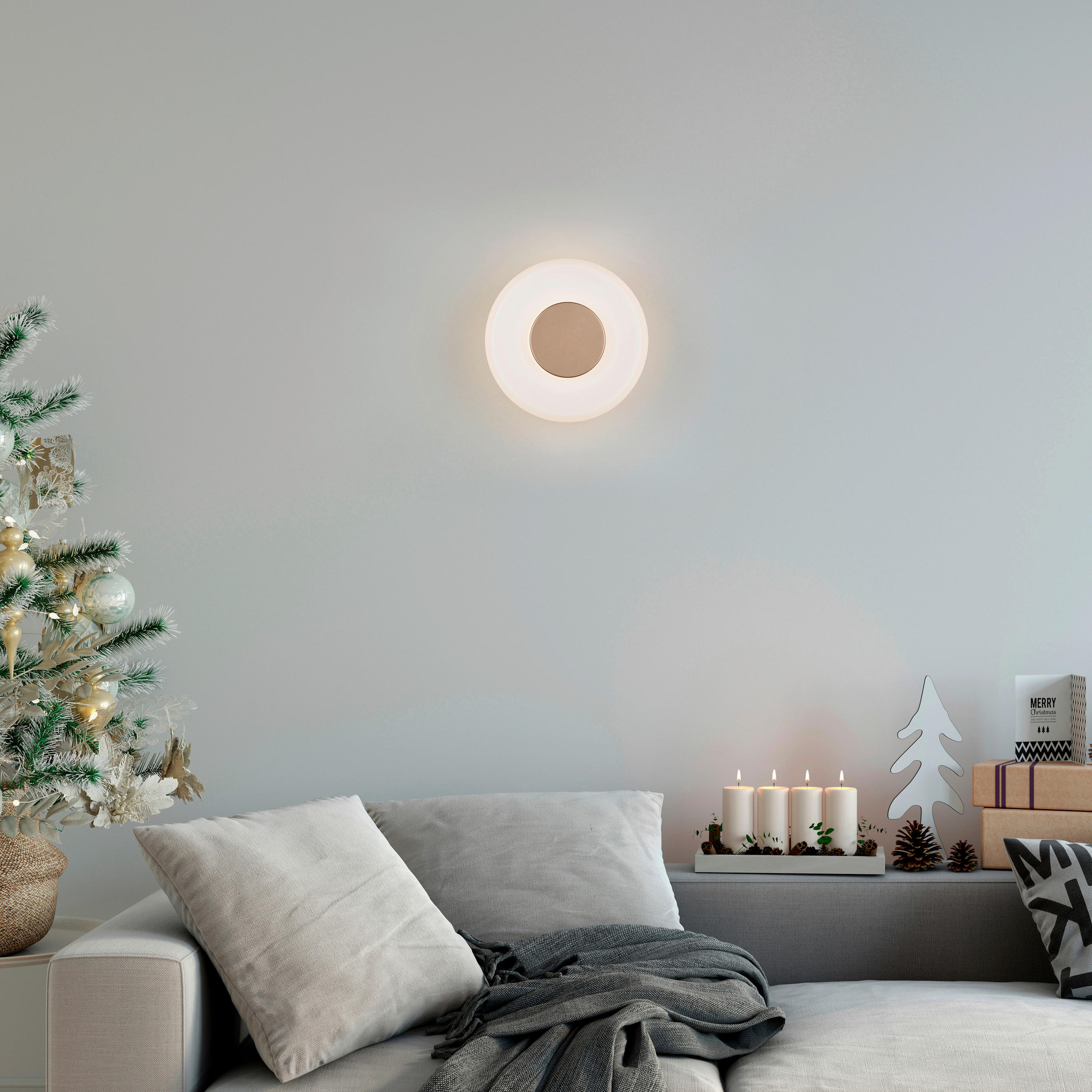 LED-WANDLEUCHTE CELESTE 22/4 cm   - Braun/Weiß, Design, Glas/Metall (22/4cm) - Trio Leuchten