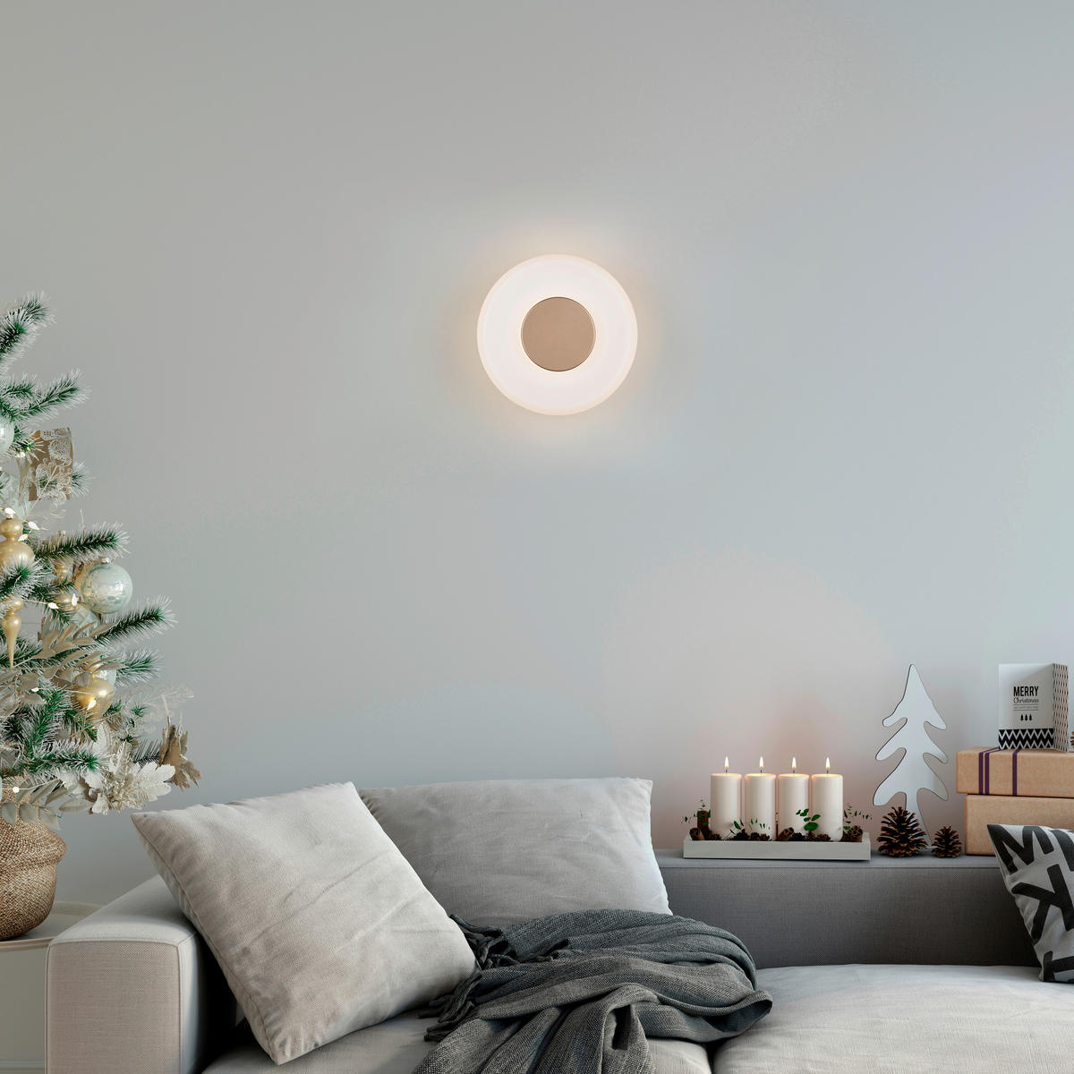 LED-WANDLEUCHTE CELESTE 22/4 cm   - Braun/Weiß, Design, Glas/Metall (22/4cm) - Trio Leuchten