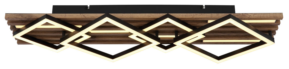 STROPNÍ LED SVÍTIDLO, 82/31/9.5 cm - bílá/tmavě hnědá, Natur, kov/kompozitní dřevo (82/31/9.5cm) - Globo