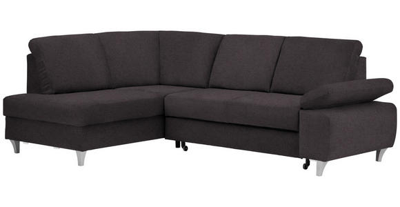 ECKSOFA in Flachgewebe Graubraun  - Graubraun/Silberfarben, KONVENTIONELL, Holz/Textil (186/255cm) - Cantus