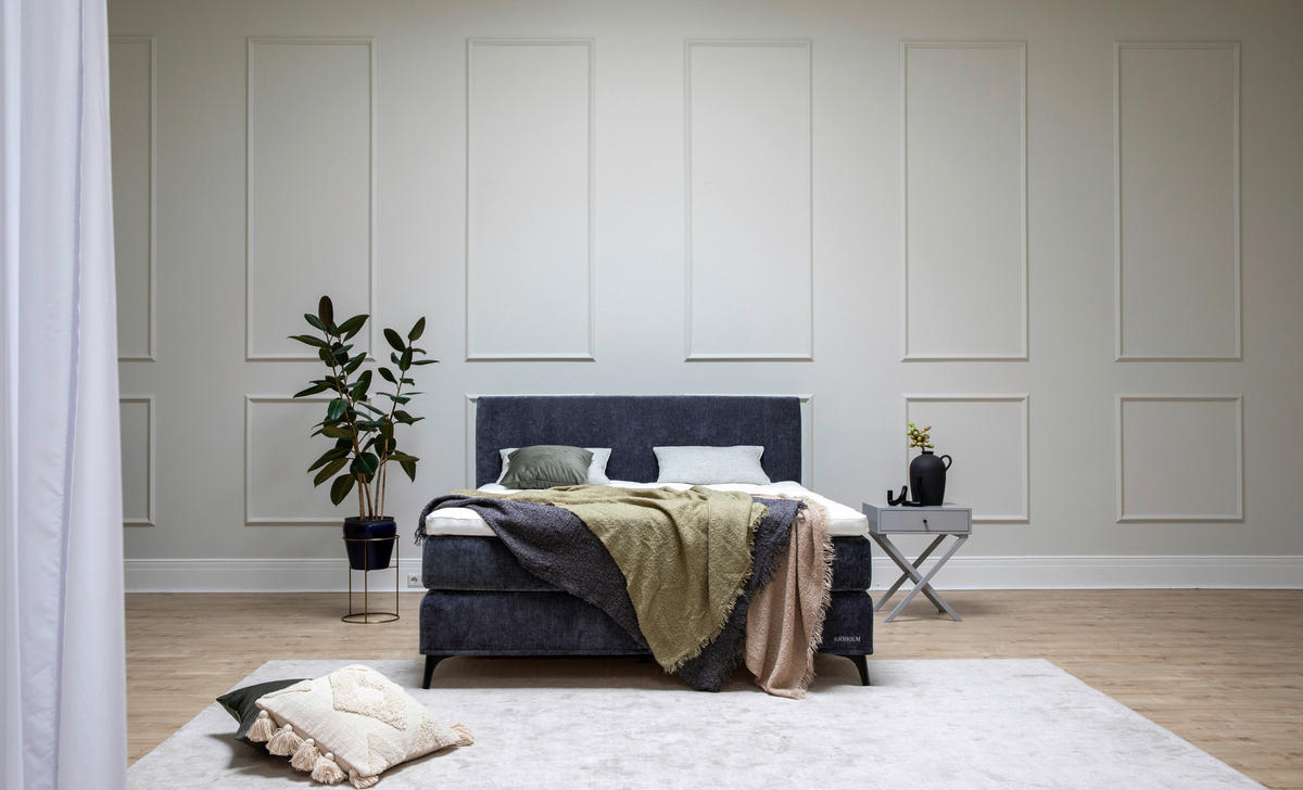 BOXSPRINGBETT 180/200 cm  in Anthrazit  - Anthrazit/Schwarz, Konventionell, Holz/Textil (180/200cm) - Sjöholm