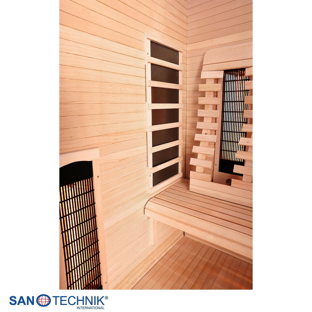 INFRAROTKABINE für 3 Personen OPEN  - Naturfarben, KONVENTIONELL, Holz (150/120/200cm) - Sanotechnik