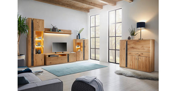 HIGHBOARD Turego Turego Eichefarben, Schieferfarben 128,6/117,4/37,4 cm - Schieferfarben/Eichefarben, KONVENTIONELL, Holz/Holzwerkstoff (128,6/117,4/37,4cm) - Voleo