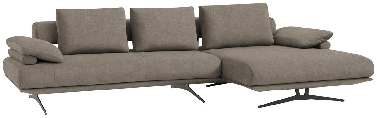 ECKSOFA in Chenille Graubraun  - Graubraun/Schwarz, Design, Textil/Metall (334/168cm) - Dieter Knoll