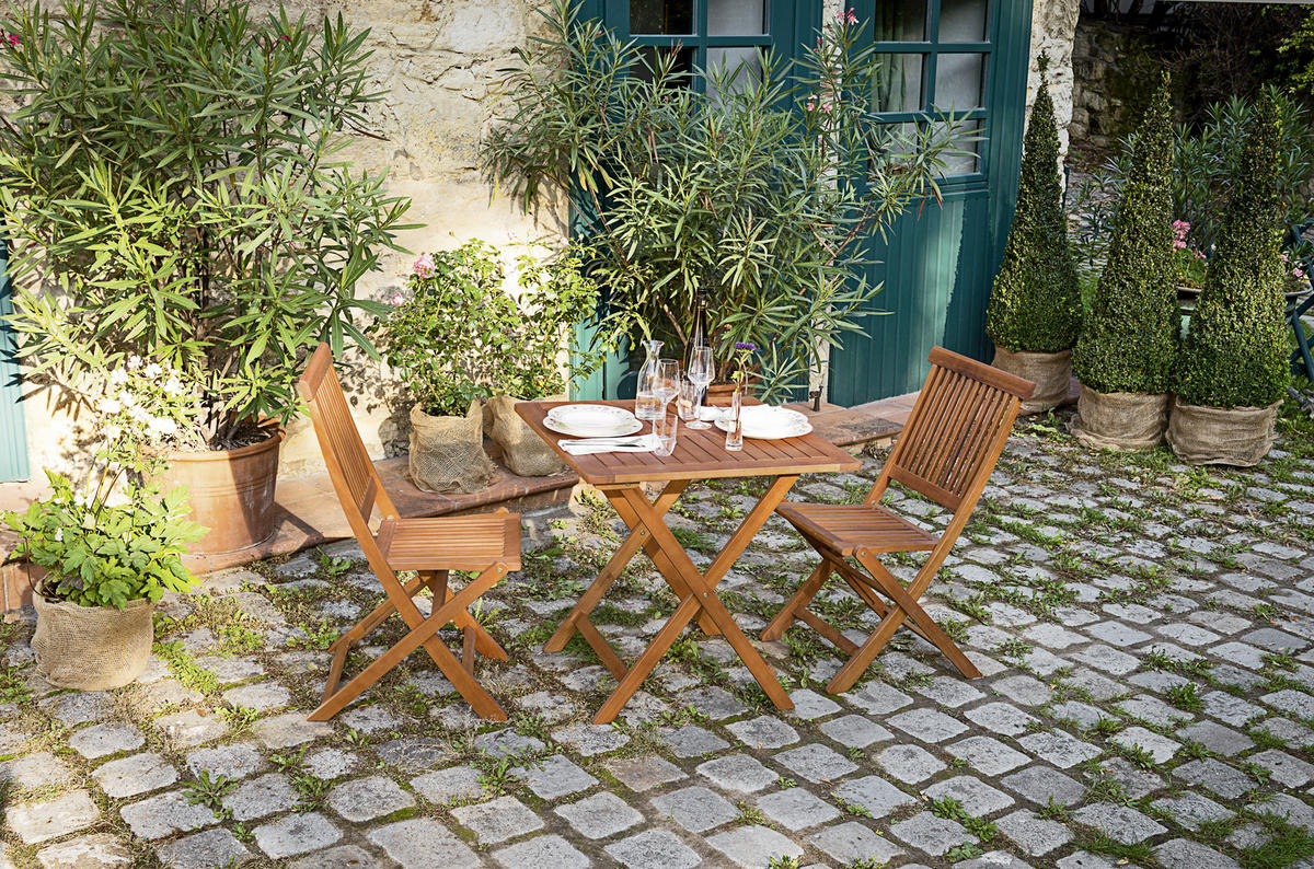 MASĂ PLIANTĂ PENTRU GRĂDINĂ 75/75/72 cm   - culoare lemn tec, Romantik / Landhaus, lemn (75/75/72cm) - Ambia Garden