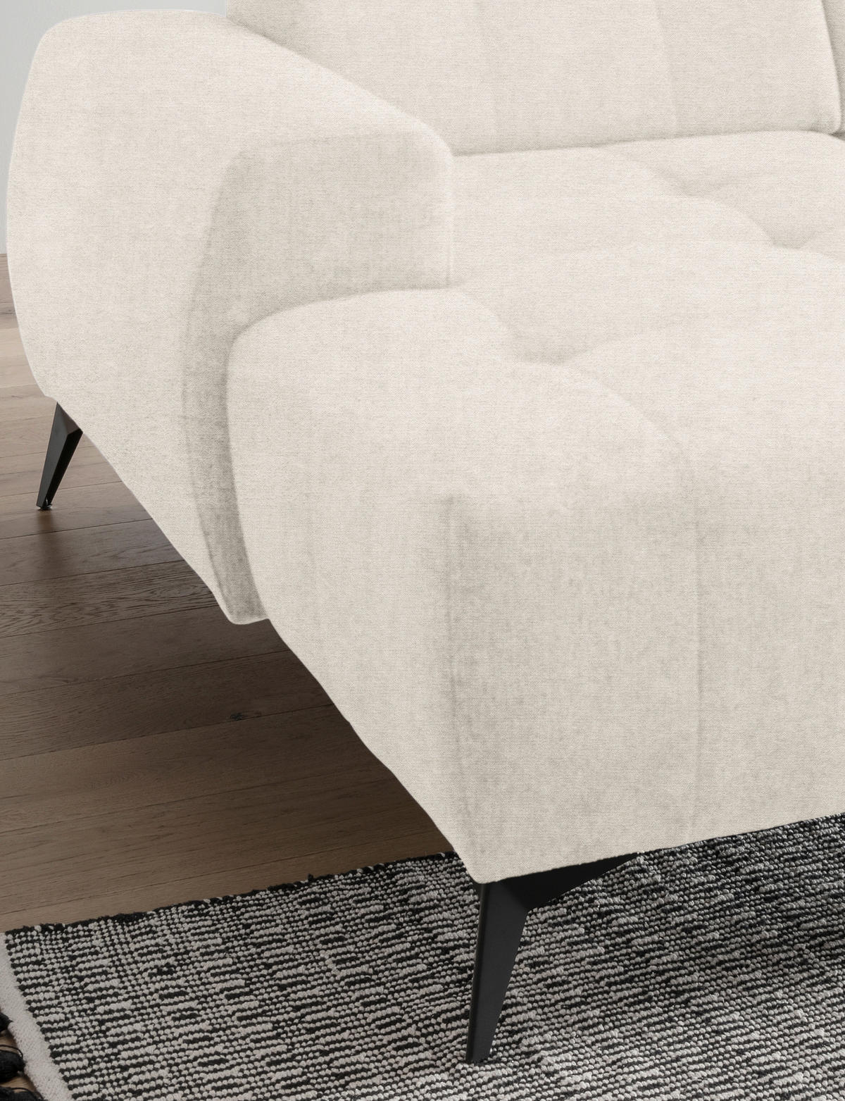 ECKSOFA in Mikrofaser Creme  - Creme/Schwarz, Modern, Textil/Metall (180/258cm) - Livetastic