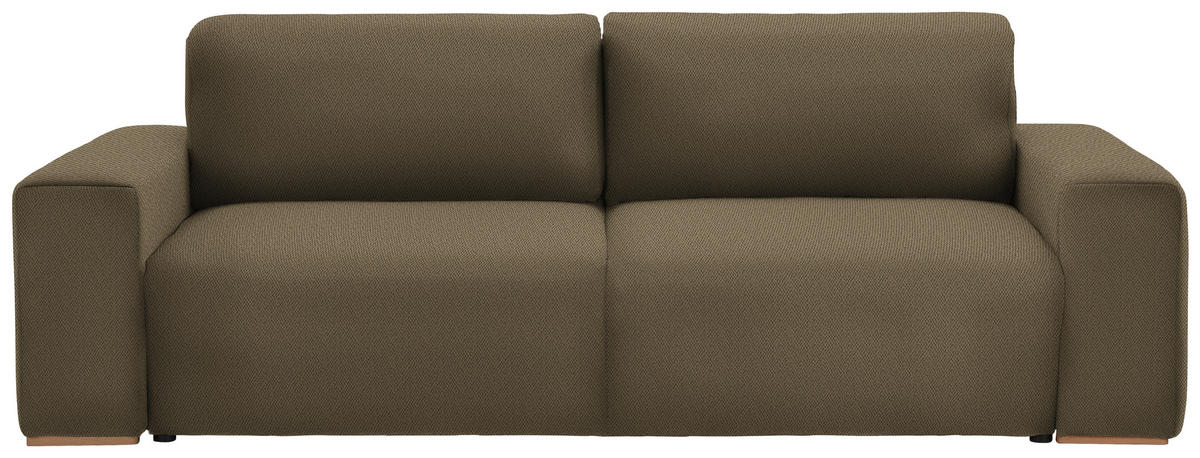 SCHLAFSOFA Flachgewebe Grün  - Buchefarben/Schwarz, KONVENTIONELL, Holz/Kunststoff (255/86/123cm) - Livetastic
