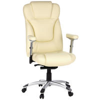 DIREKTORSKI STOL umetna masa, tekstil krem barve, srebrne barve  - srebrne barve/krem barve, Moderno, umetna masa/tekstil (63/131/53cm) - MID.YOU