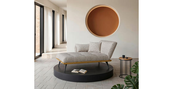 RÉCAMIERE  in Flachgewebe Beigebraun  - Beigebraun/Schwarz, Design, Holz/Textil (180/85/106cm) - Dieter Knoll