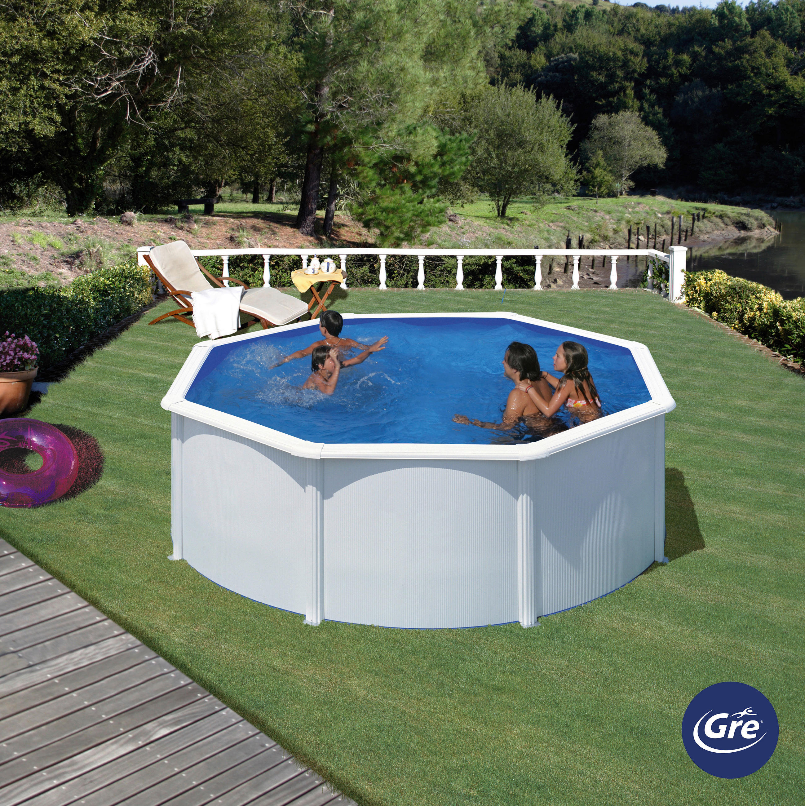 POOL GRE FIDJI KIT300ECO FIDJI KIT300ECO 300/120 cm  - Blau/Weiß, KONVENTIONELL, Metall (300/120cm) - Gre