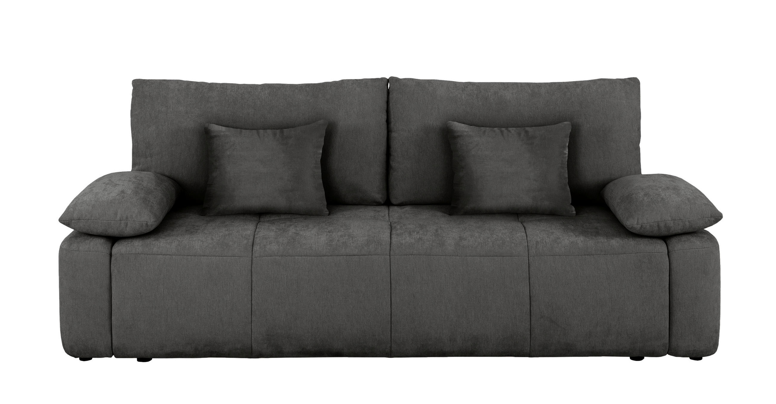 SCHLAFSOFA Graphitfarben Rücken echt, Armteil links, Armteil rechts  - Schwarz/Graphitfarben, Design, Kunststoff/Textil (240/93/108cm) - MID.YOU
