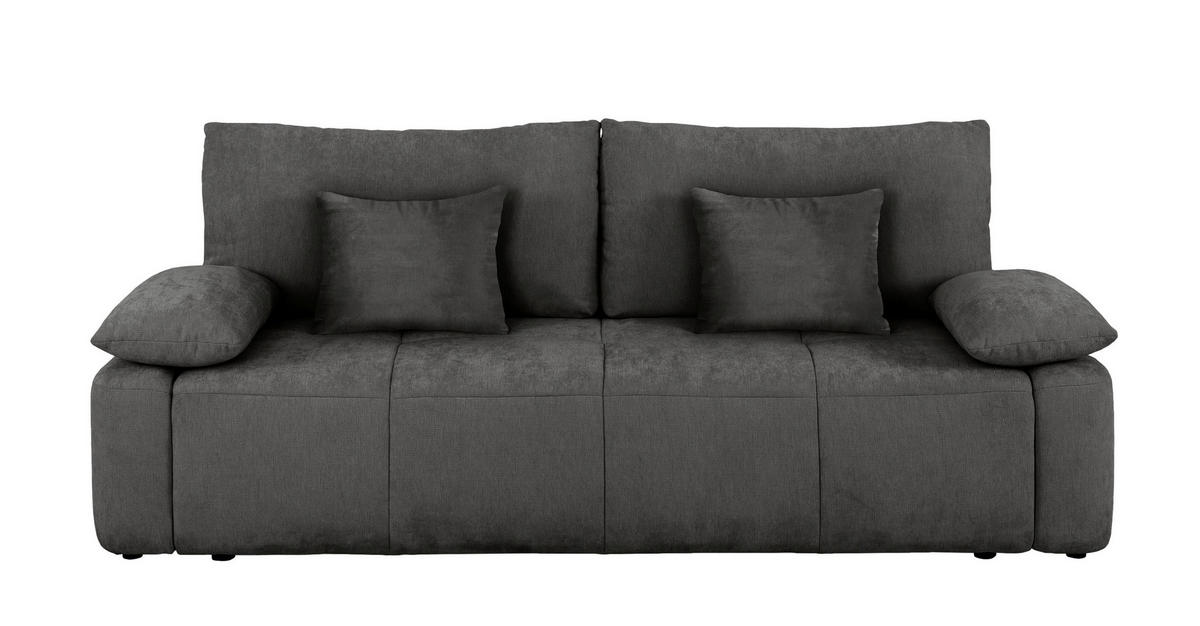SCHLAFSOFA Graphitfarben  inkl. Zierkissen, Rückenkissen  - Schwarz/Graphitfarben, Design, Kunststoff/Textil (240/93/108cm) - MID.YOU