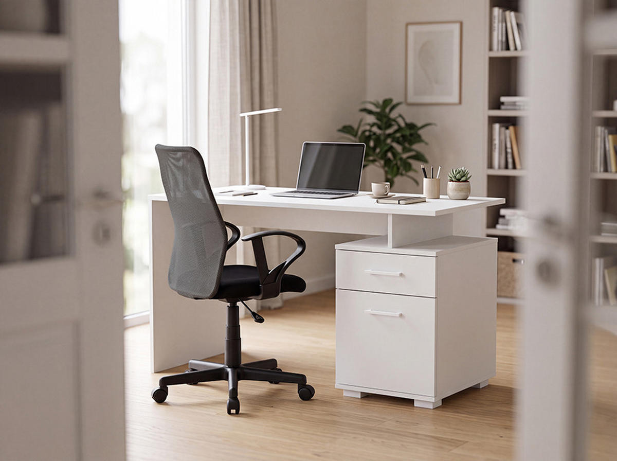 STOL ZA RAČUNALO  bijela  drvni materijal  - bijela, Moderno, drvni materijal/metal (120/60/75cm) - Boxxx