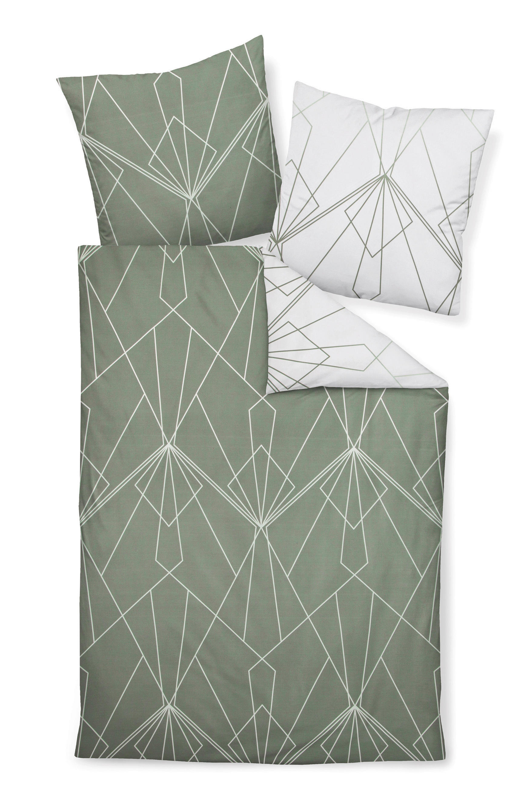 WENDEBETTWÄSCHE J.D. Makosatin 200/200 cm  - Jadegrün, Design, Textil (200/200cm) - Janine