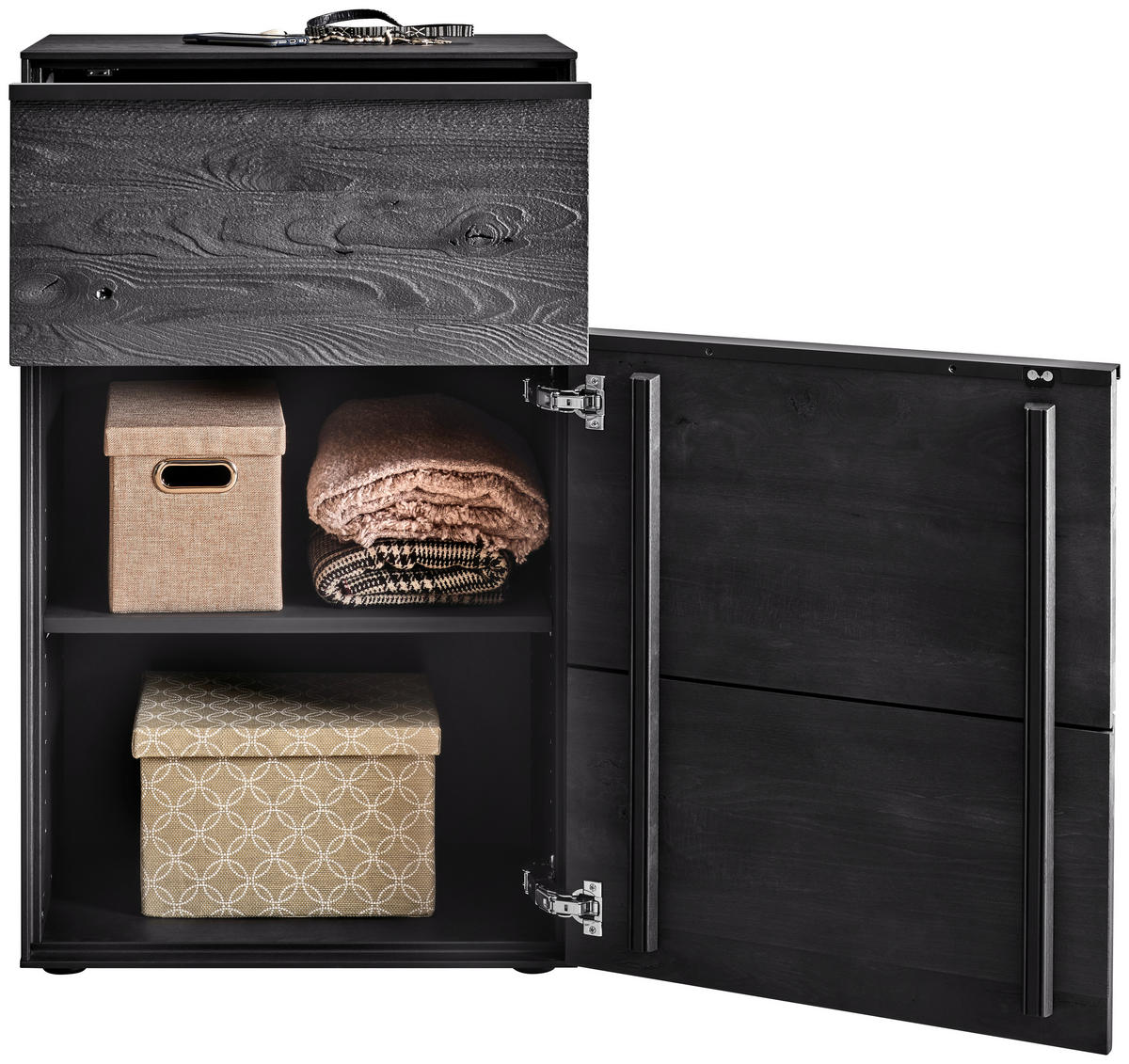 SCHUHSCHRANK LENYA GARDEROBEN  in 60/98/39 cm  - Anthrazit/Schwarz, Design, Holz/Metall (60/98/39cm) - Johann Jakob