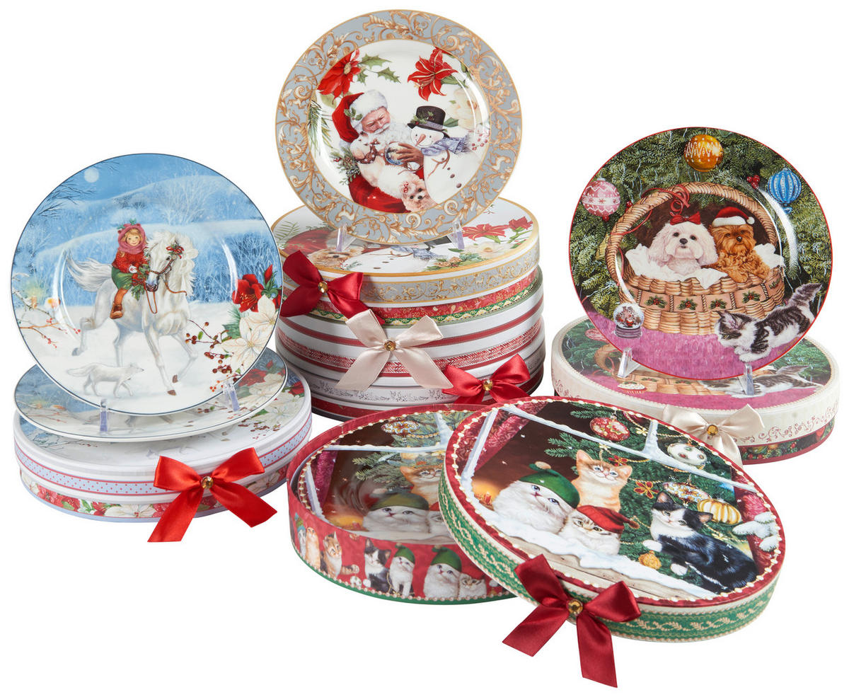 TALÍŘEK NA DORT, keramika, 20 cm - vícebarevná, Lifestyle, keramika (20cm) - X-Mas