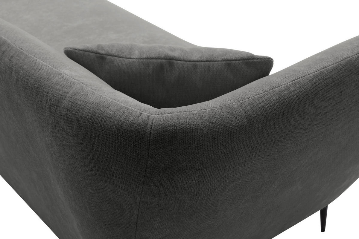 RÉCAMIERE Anthrazit Chenille Zierkissen, Rücken echt  - Anthrazit/Schwarz, KONVENTIONELL, Textil/Metall (224/70/97cm) - Hom`in