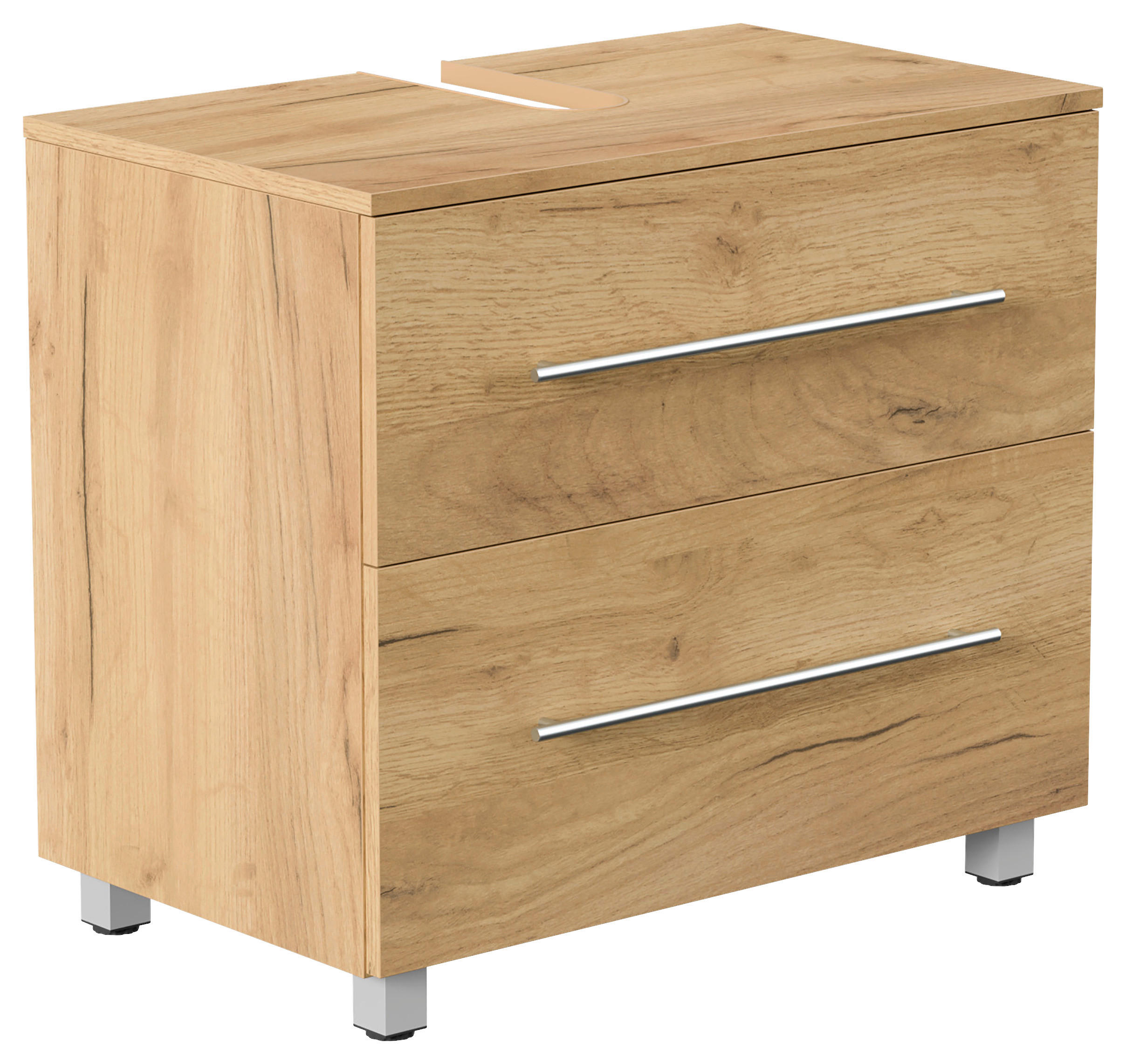 WASCHBECKENUNTERSCHRANK 70/63/41,6 cm  - Eichefarben/Silberfarben, MODERN, Holzwerkstoff/Metall (70/63/41,6cm) - MID.YOU