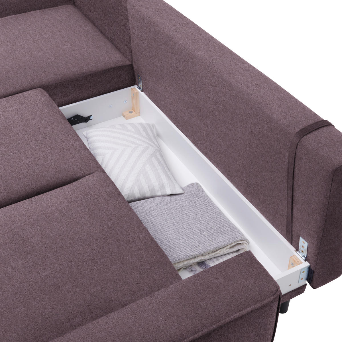 ECKSOFA in Velours Violett  - Violett/Schwarz, Konventionell, Holz/Textil (161/260cm) - Carryhome