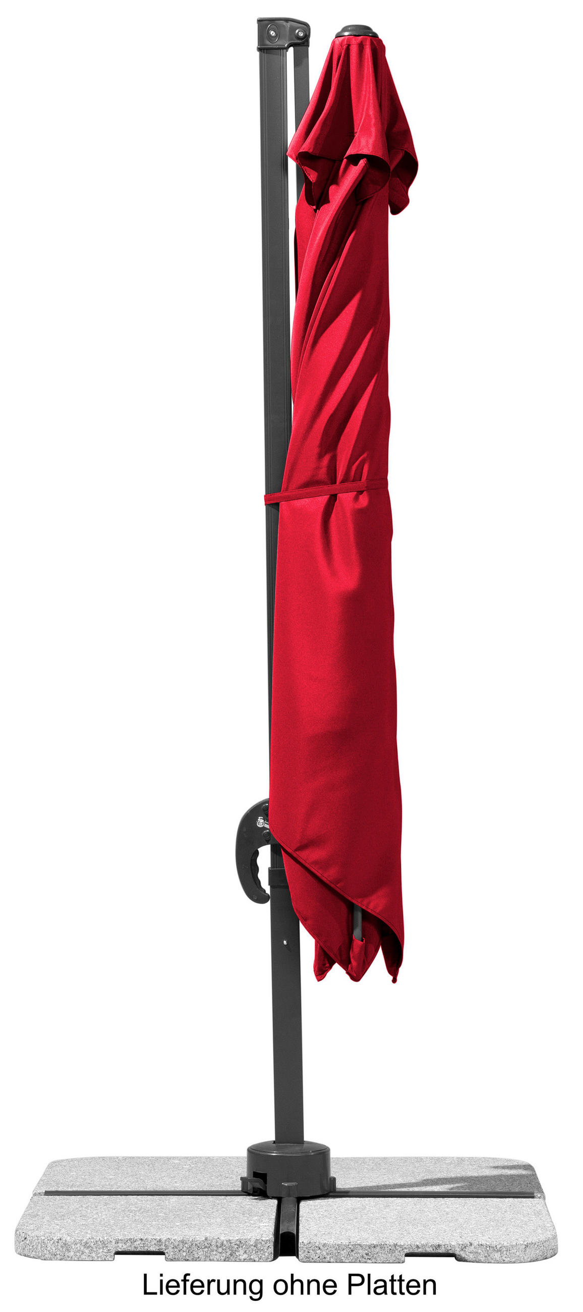 BOČNÍ SLUNEČNÍK 338/239/270 cm - antracitová/červená, Basics, kov/textil (338/239/270cm)