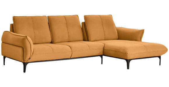 ECKSOFA in Echtleder Gelb  - Gelb/Schwarz, Natur, Leder (277/182cm) - Valnatura