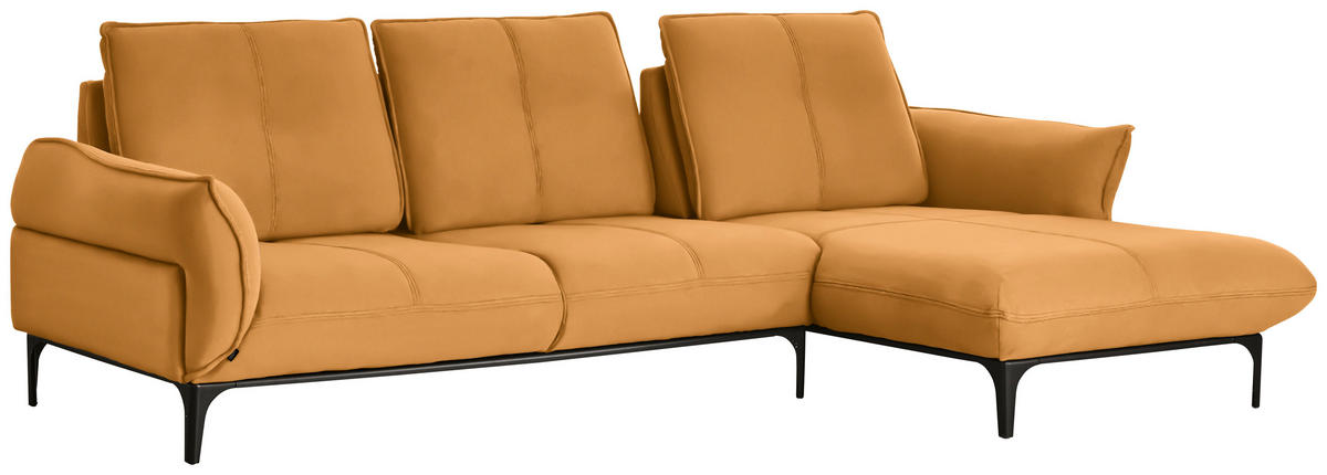 ECKSOFA in Echtleder Gelb  - Gelb/Schwarz, Natur, Leder (277/182cm) - Valnatura