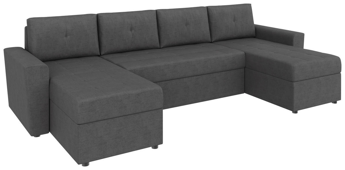 WOHNLANDSCHAFT TERMOLI in Jacquard Grau  - Schwarz/Grau, Design, Kunststoff/Textil (155/296/155cm) - MID.YOU