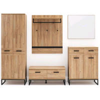 GARDEROBE 5-teilig  in 267/196/38 cm  - Eichefarben/Schwarz, Konventionell, Holzwerkstoff (267/196/38cm)