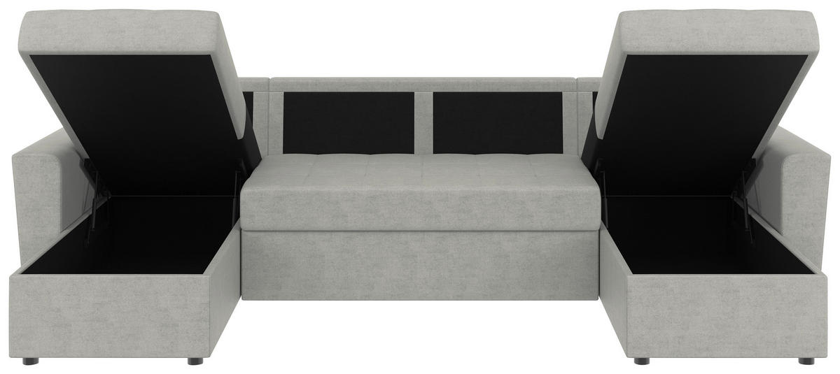 WOHNLANDSCHAFT TERMOLI Hellgrau Jacquard  - Hellgrau/Schwarz, Design, Kunststoff/Textil (155/296/155cm) - MID.YOU