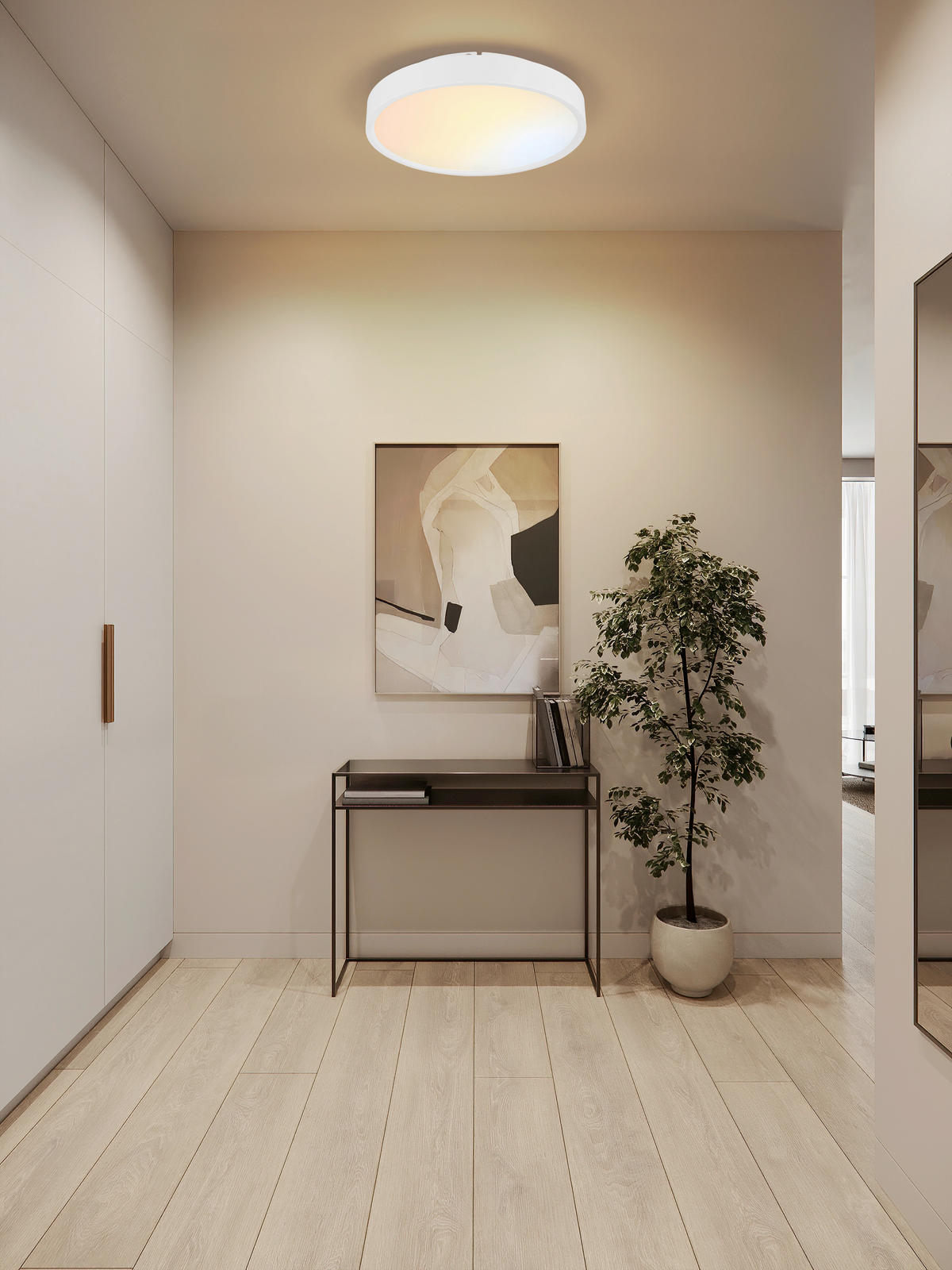 LED-DECKENLEUCHTE Jess 39/7,7 cm  - Opal/Weiß, Design, Kunststoff/Metall (39/7,7cm) - Globo