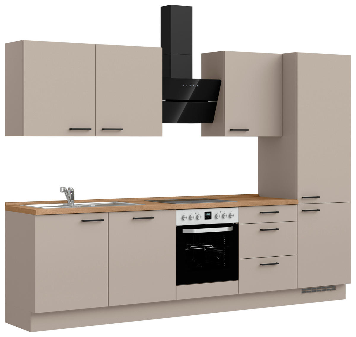 KÜCHENBLOCK Easytouch 300 cm  in Eichefarben, Sandfarben  - Sandfarben/Eichefarben, MODERN, Holzwerkstoff/Metall (300cm) - Nobilia