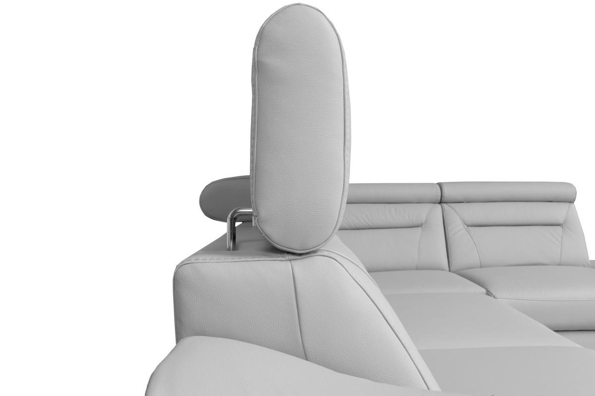 ECKSOFA  in Lederlook Echtleder Platinfarben  - Platinfarben/Wengefarben, Design, Leder/Holz (260/212cm) - Celina Home
