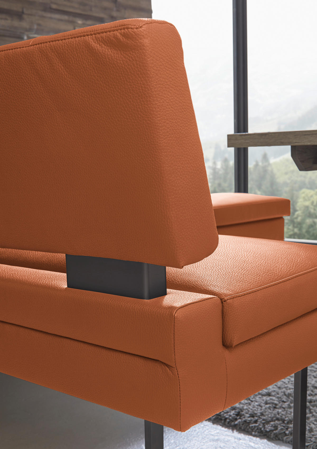 ECKBANK 158/200 cm  in Braun, Orange  - Schwarz/Braun, Design, Textil/Metall (158/200cm) - Dieter Knoll