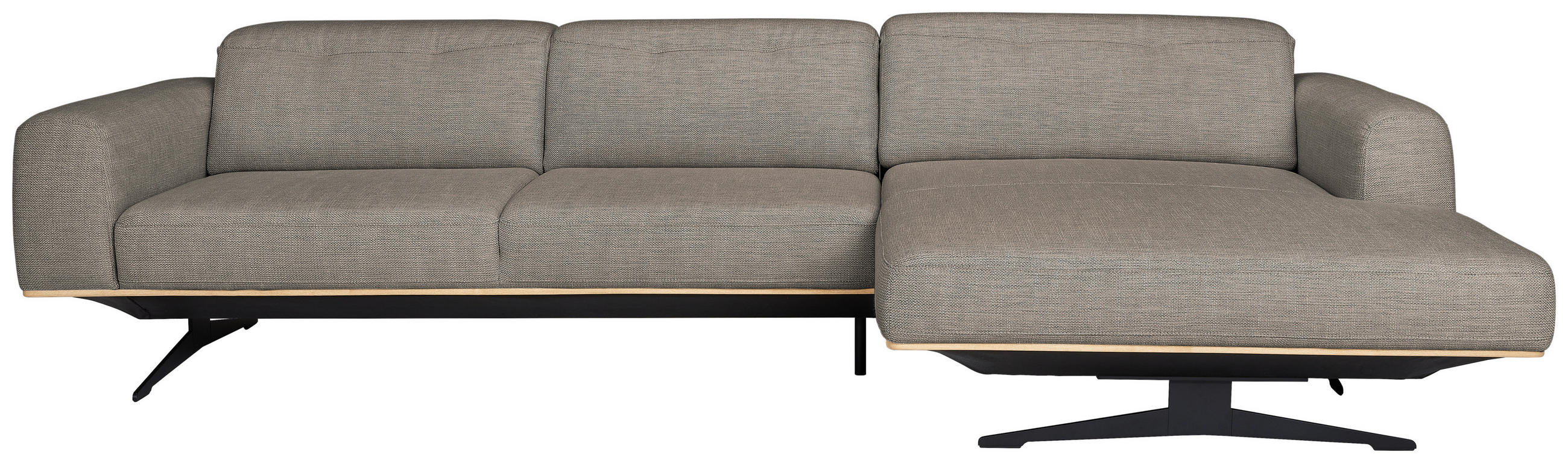 ECKSOFA Cappuccino Struktur  - Eichefarben/Schwarz, Design, Holz/Textil (305/163cm) - Novel