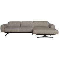 ECKSOFA in Struktur Cappuccino  - Eichefarben/Schwarz, Design, Holz/Textil (305/163cm) - Novel