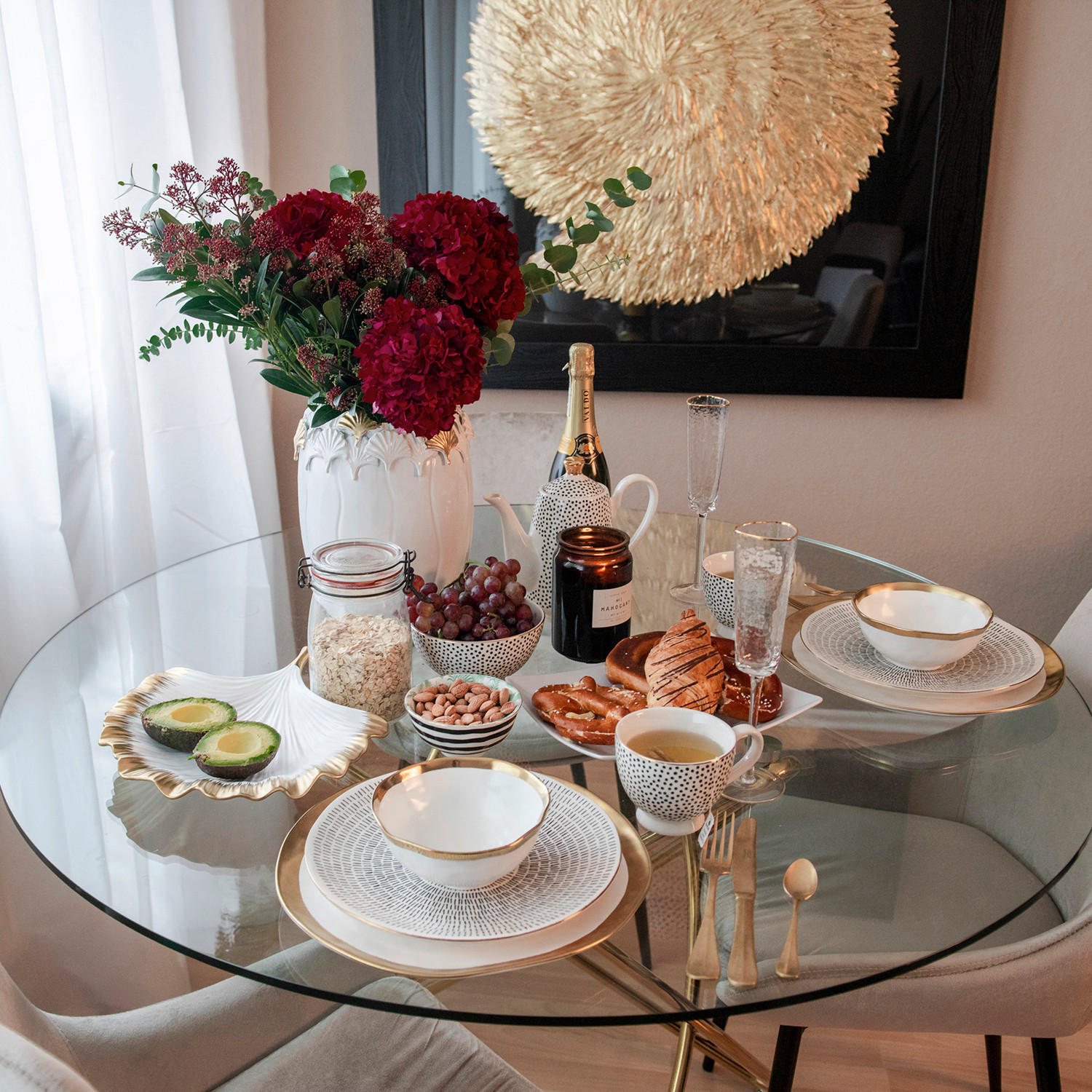 ESSTISCH in Metall, Glas 120/120/76 cm  - Klar/Goldfarben, Design, Glas/Metall (120/120/76cm) - Kare-Design